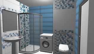 3D vizualizace bytového jádra spojeného s WC